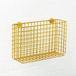 CB2 Iron Wire with Brass Finish Wall Basket